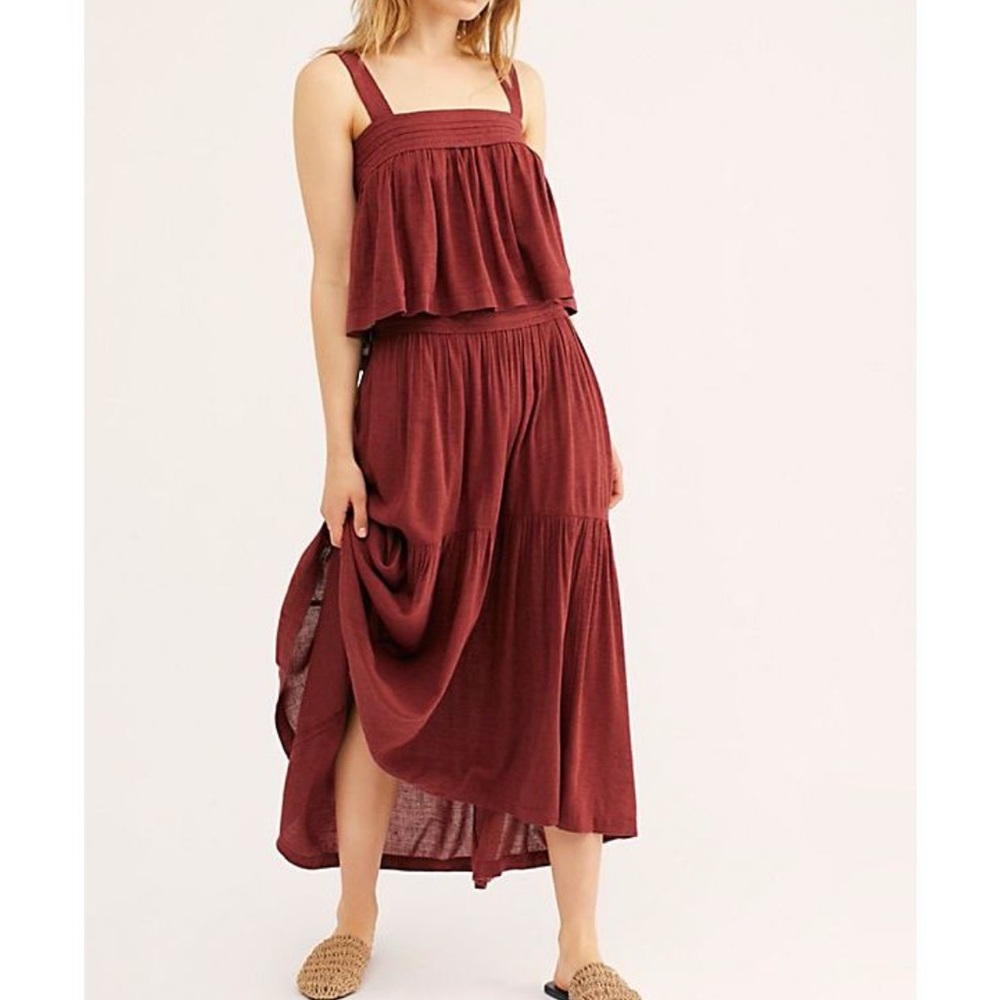 Free People Marabella Skirt Set XS Sangria